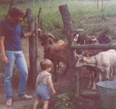 Uncle Bob and Josh with Goats